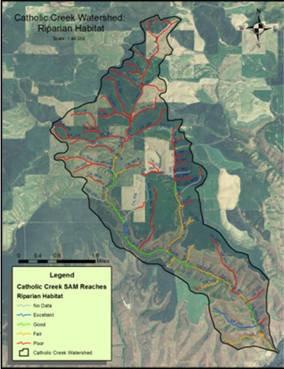 Catholic Creek Riparian Treatment locations