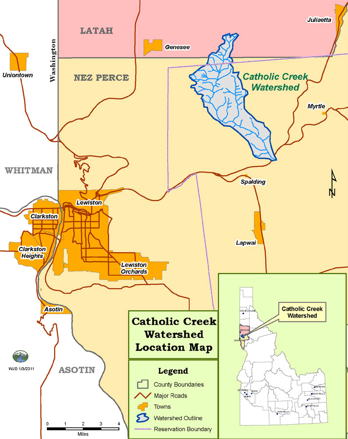 Catholic Creek Watershed Location Map