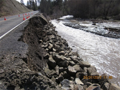 Before road erosion project in 2017