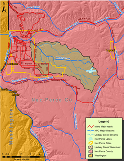 Lindsay Creek Location map