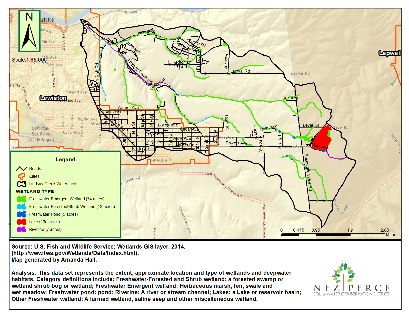 Lindsay Creek Wetlands Location